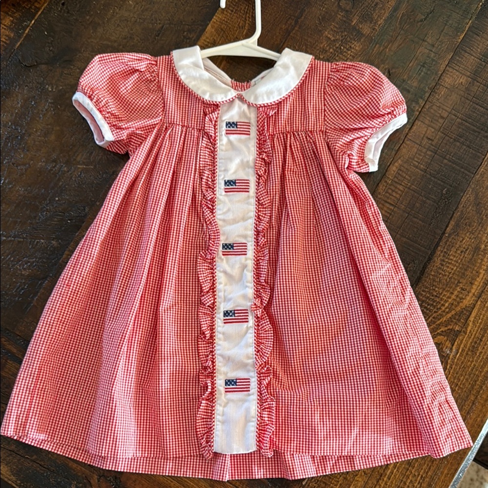 Red Gingham Dress with Flag Details